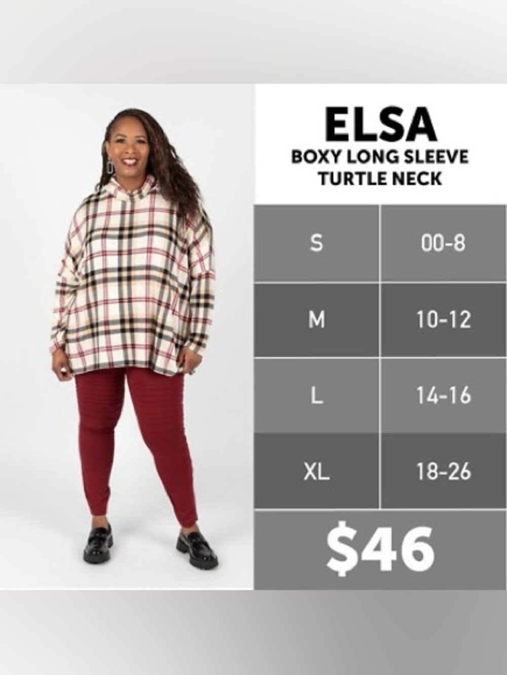 LuLaRoe Black Turtleneck Sweater with “Gold”, Red, and Silver Geometric Print - Picture 4 of 4
